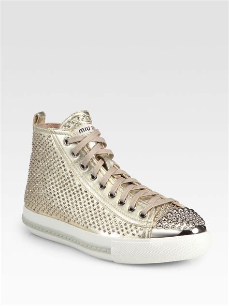 miu miu metallic sneakers|Miu Miu.